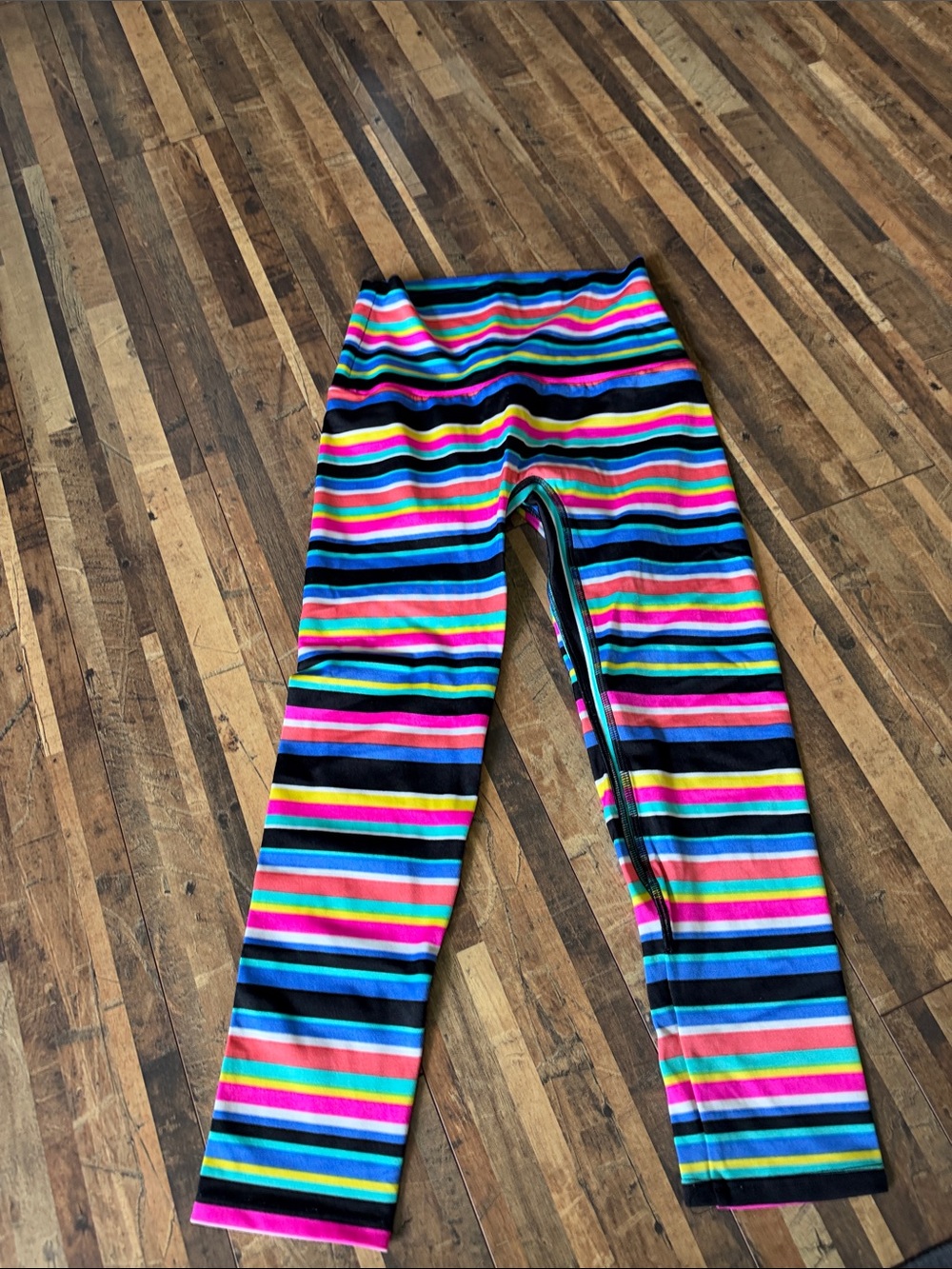 K-DEER Multicolor Striped Capris - Pink, Blue, Green, Black